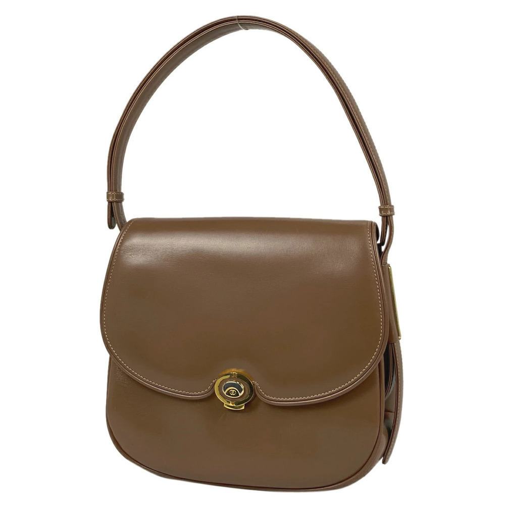 Gucci logo handbag tote bag shoulder leather brown